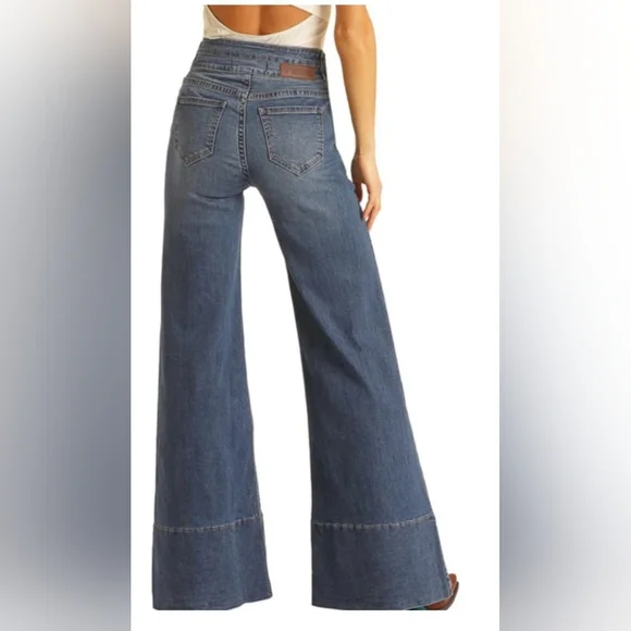 Rock & Roll Denim® Ladies Palazzo Flare Leg Jeans - Picture 1 of 11